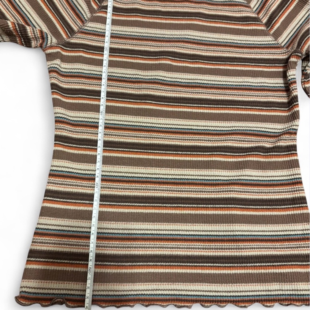 SO Multicolor Striped Long Sleeve Lettuce Trim Turtleneck Top - Picture 7 of 7